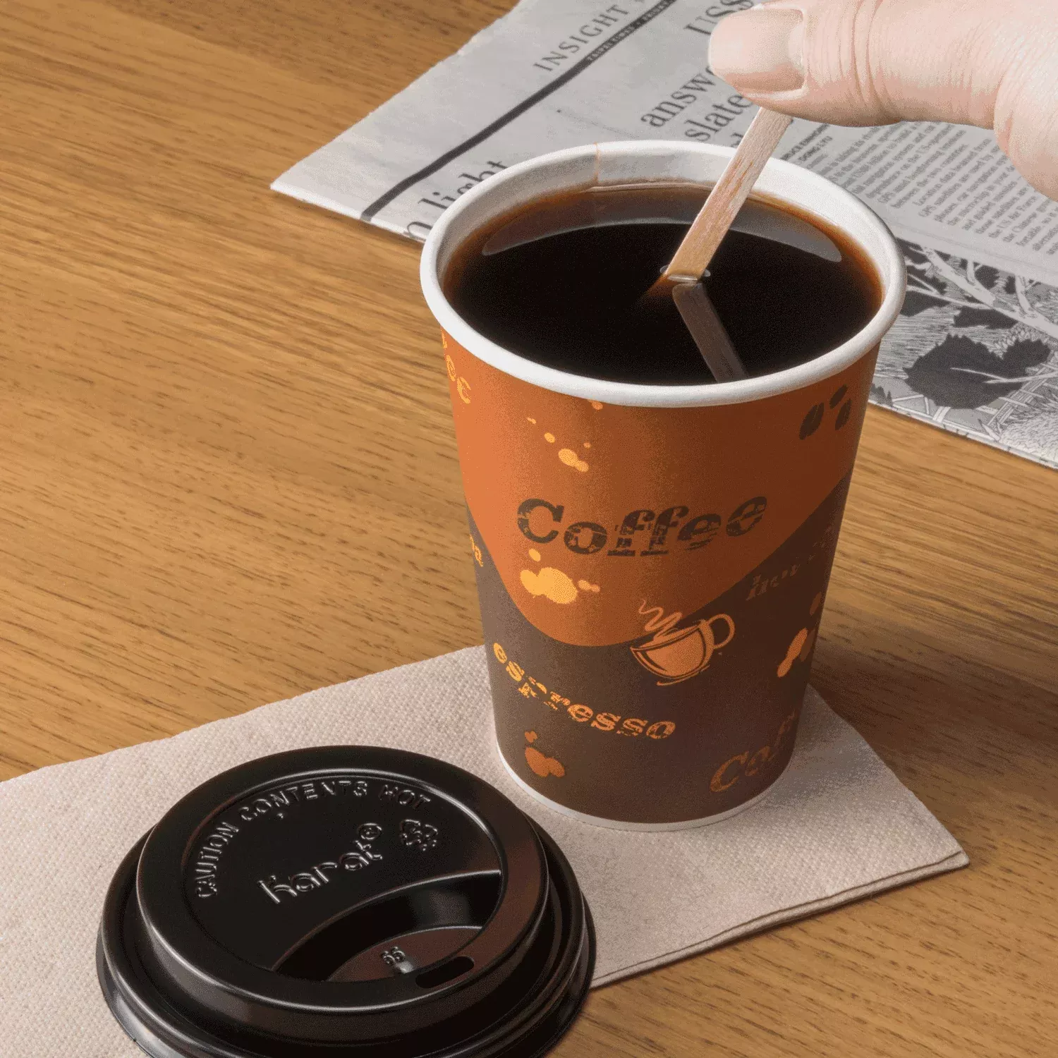[1,000 ct] 12 oz Paper Coffee Cups | Coffee Print | 90 mm