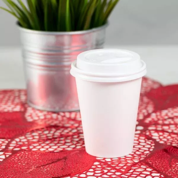 [1,000 ct] 8 oz Paper Coffee Cup Lids | 80 mm | PP | White