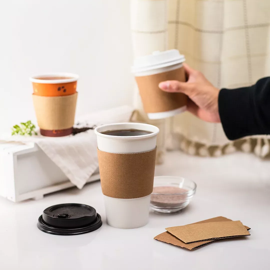 [1,000 ct] 8 oz Traditional Coffee Cup Sleeves, Kraft