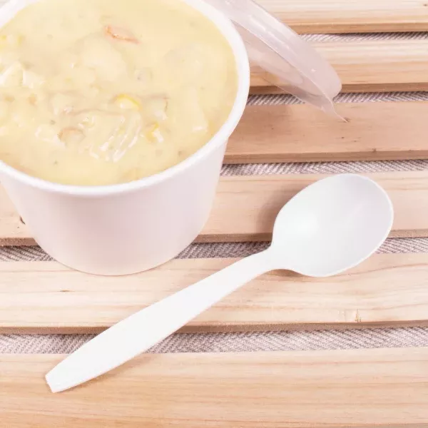 [1,000 ct] PP Plastic Heavy Weight Soup Spoons Wrapped, White