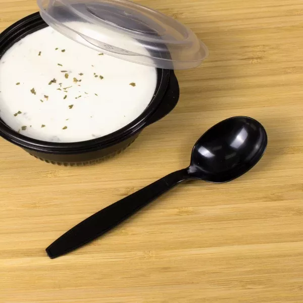 [1,000 ct] PS Plastic Extra Heavy Weight Soup Spoons, Black