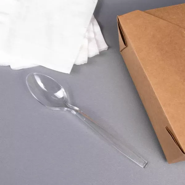 [1,000 ct] PS Plastic Extra Heavy Weight Tea Spoons, Clear