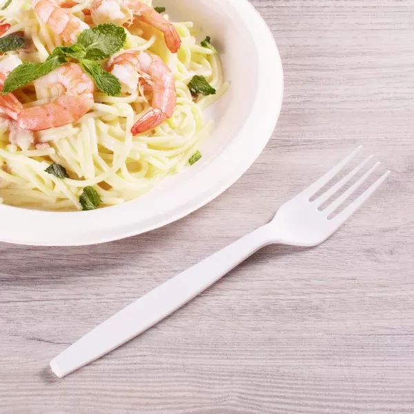 [1,000 ct] PS Plastic Heavy Weight Forks Wrapped, White