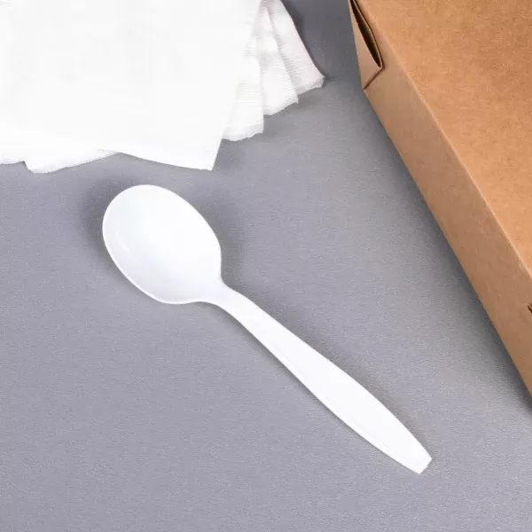 [1,000 ct] PS Plastic Heavy Weight Soup Spoons Wrapped, White