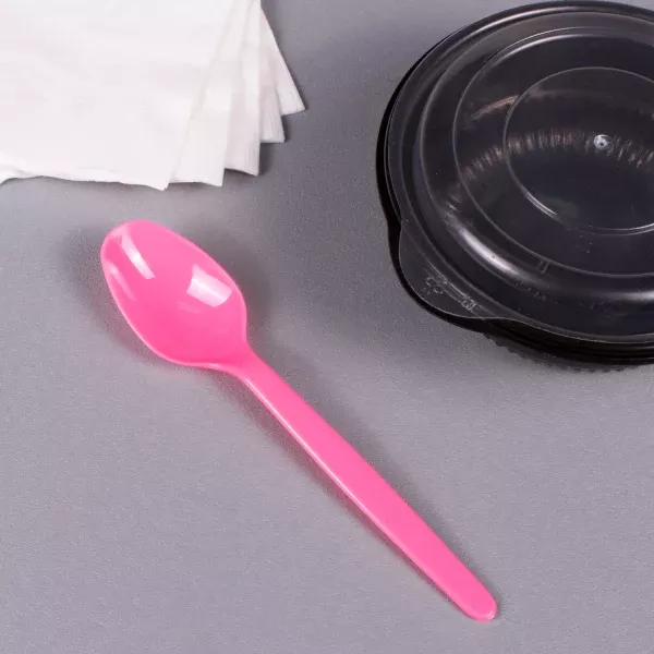 [1,000 ct] PS Plastic Heavy Weight Tea Spoons, Pink