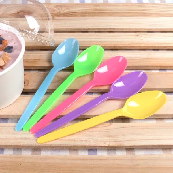 [1,000 ct] PS Plastic Heavy Weight Tea Spoons, Rainbow