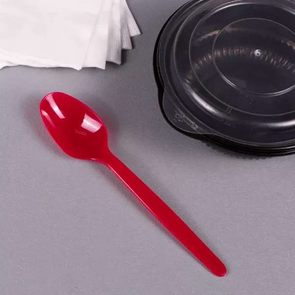 [1,000 ct] PS Plastic Heavy Weight Tea Spoons, Red