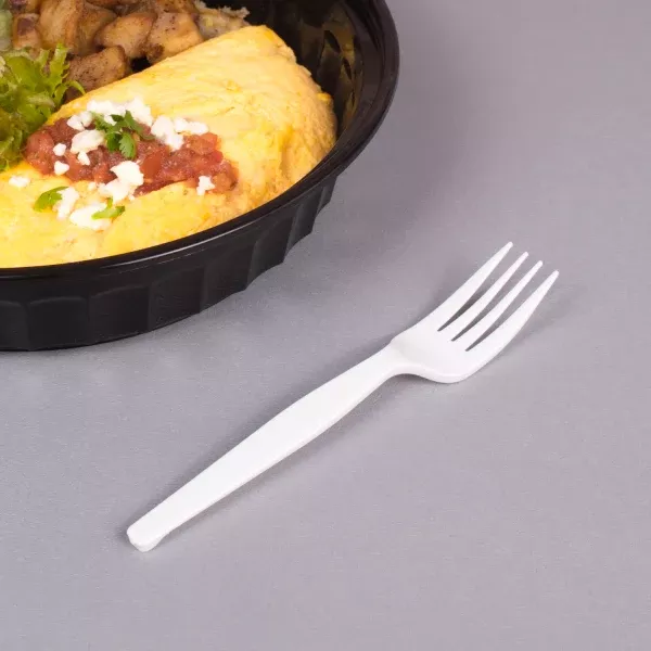 [1,000 ct] PS Plastic Medium-Heavy Weight Forks Bulk Box, White