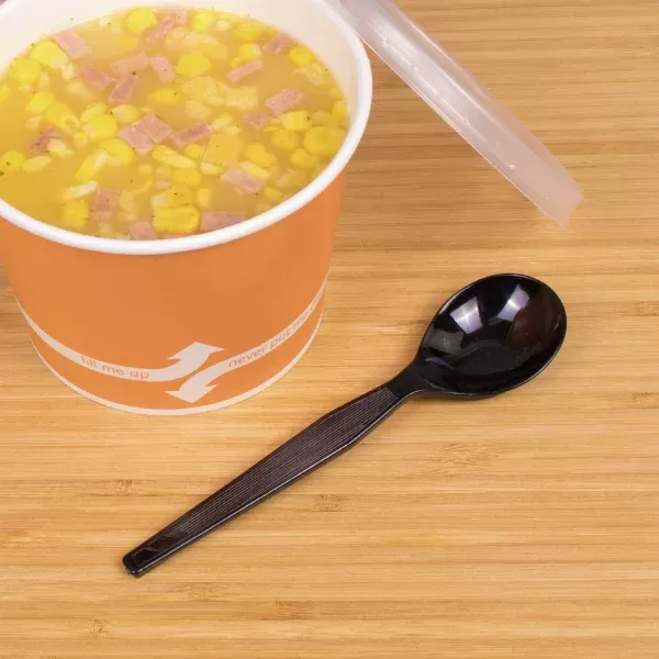 [1,000 ct] PS Plastic Medium-Heavy Weight Soup Spoons Bulk Box, Black
