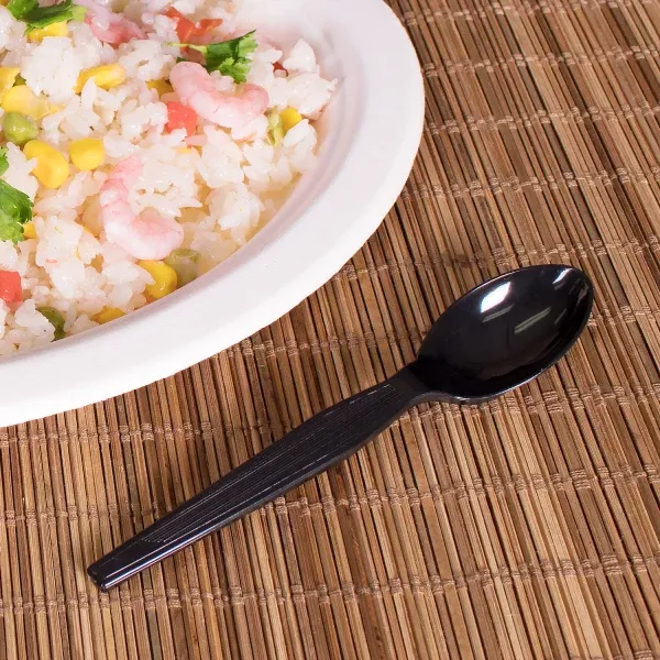 [1,000 ct] PS Plastic Medium-Heavy Weight Tea Spoons Bulk Box, Black