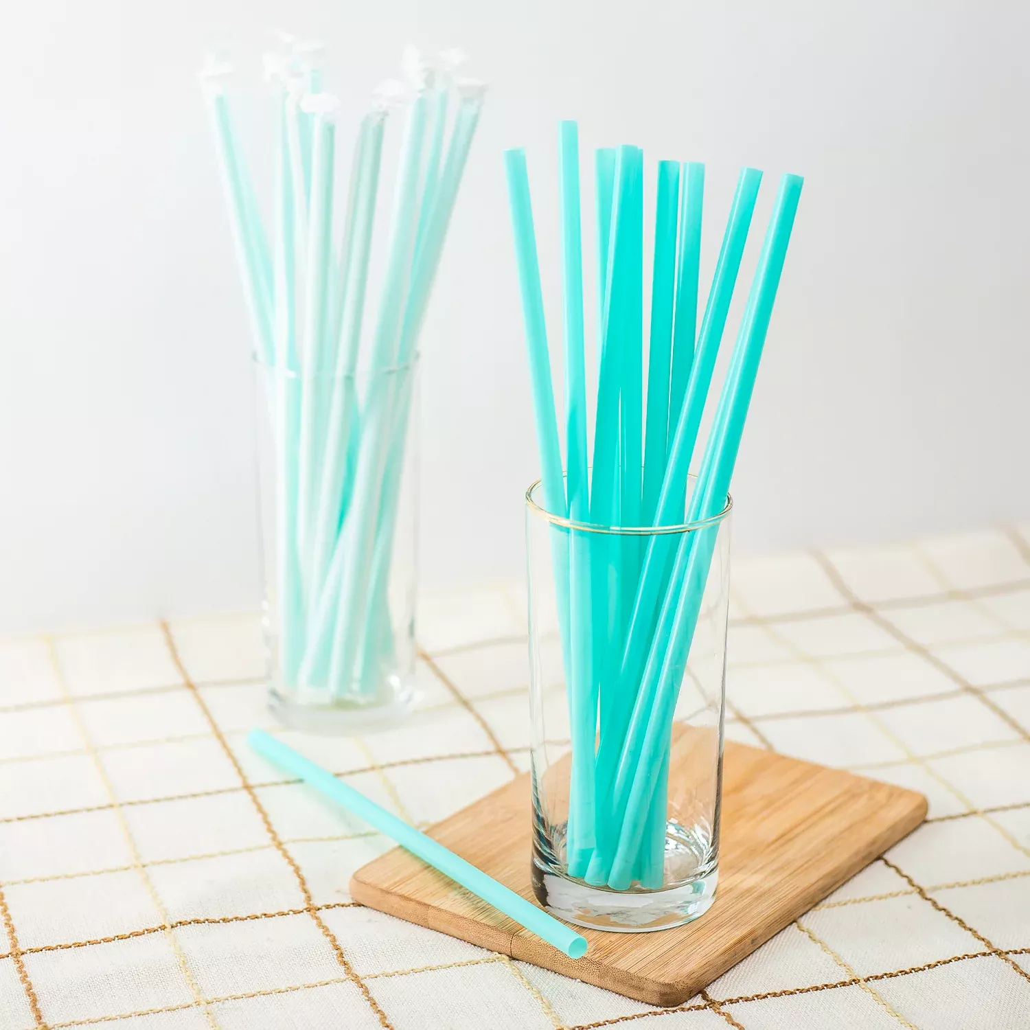 [1,200 ct] Giant Straws | Individually Wrapped | Aqua (0.31" x 10.25")
