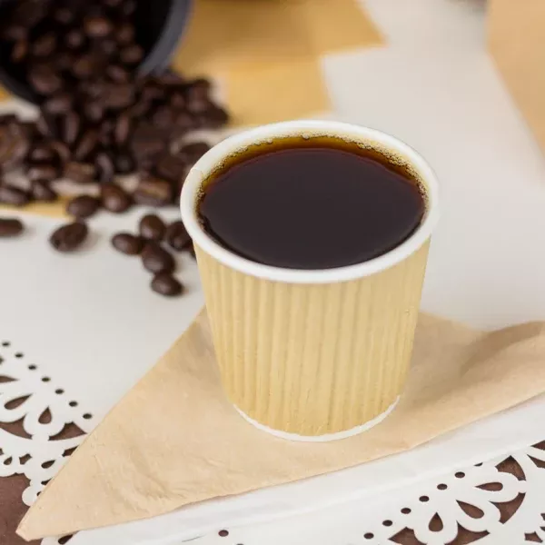 [1000 ct] 4 oz Paper Coffee Cups | Ripple | 62 mm | Kraft