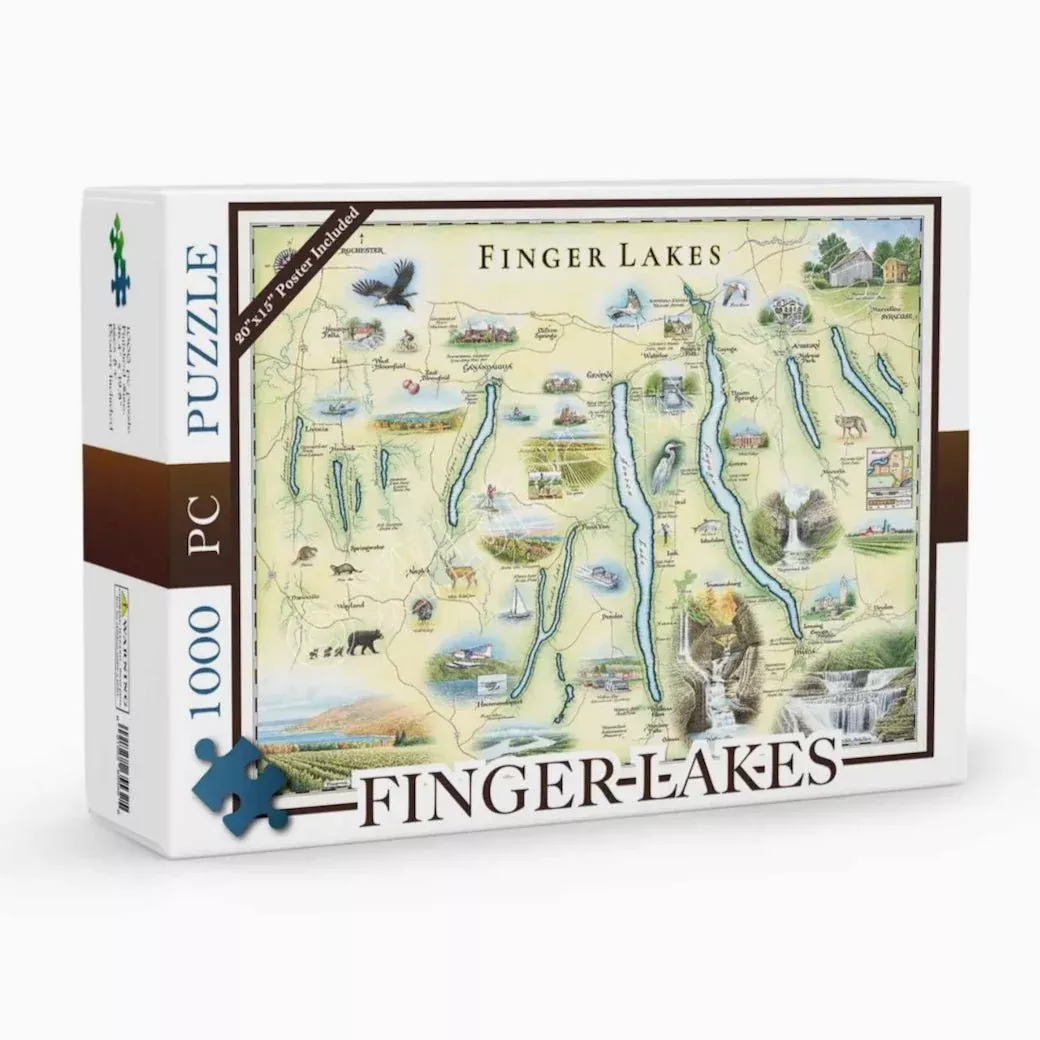 1000-Piece Finger Lakes Illustrated Map Jigsaw Puzzle