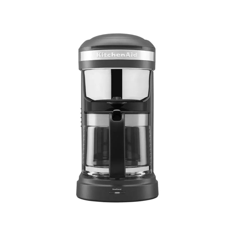 12 Cup Drip Coffee Maker with Spiral Showerhead and Programmable Warming Plat _ Matte Charcoal Grey