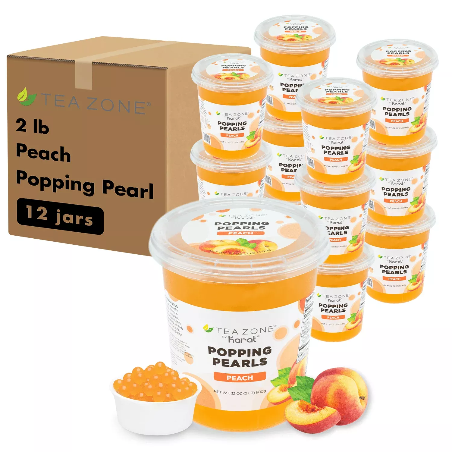 [12 Jars] Peach POPPING PEARLS™ (2 lb each)