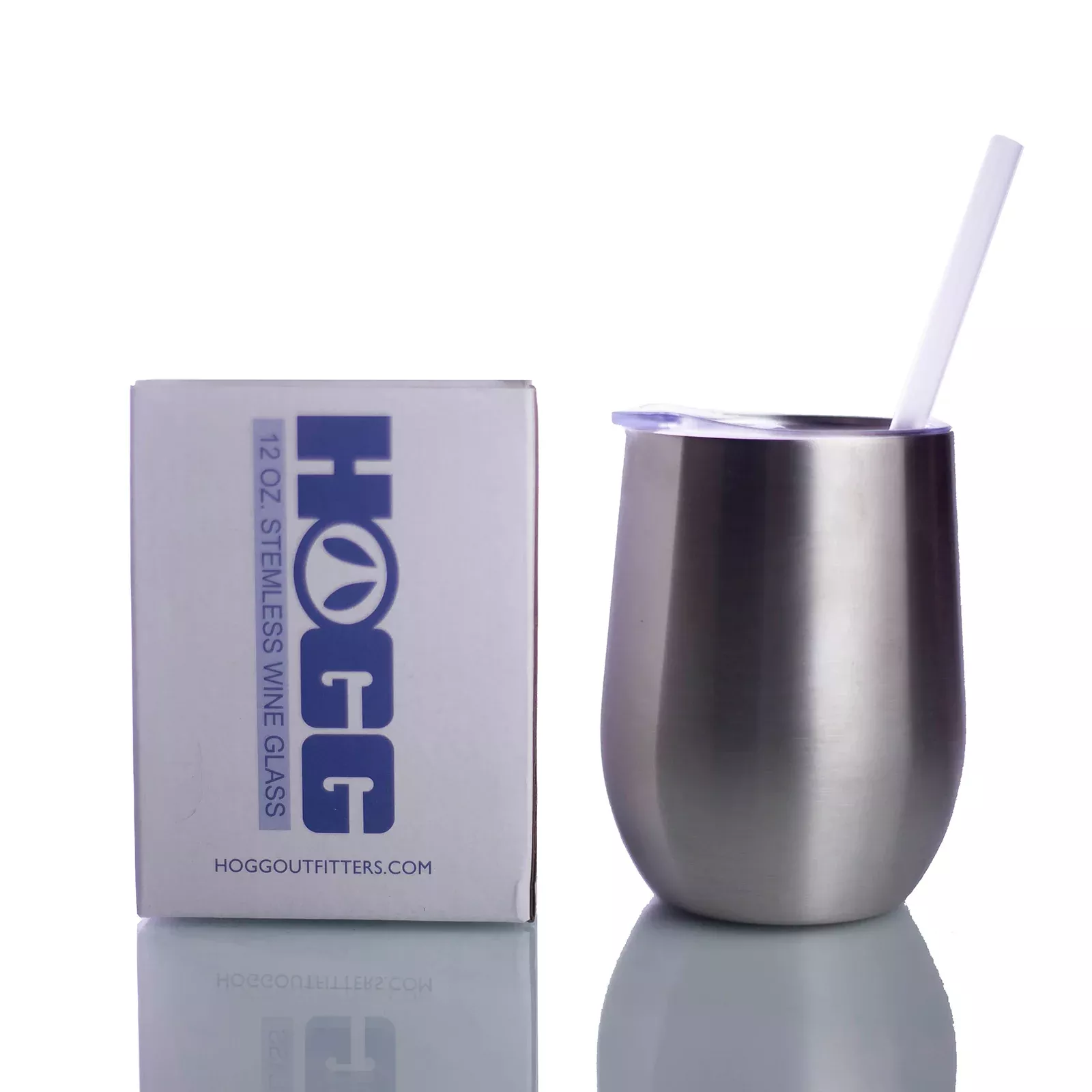 12oz Stemless Wine Glass W/ Straw