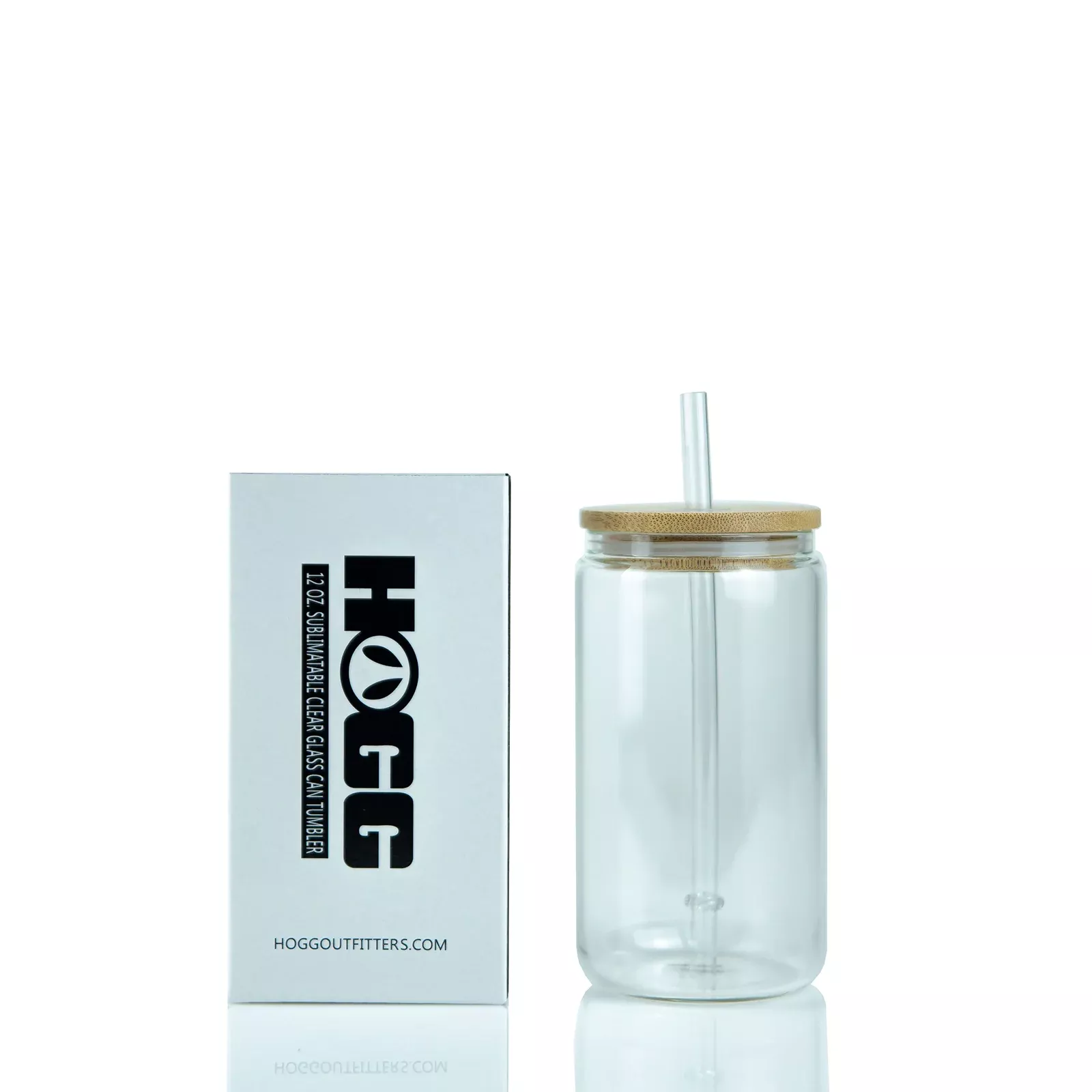12oz Sublimatable Clear Glass Can Tumbler W/ Lid & Straw
