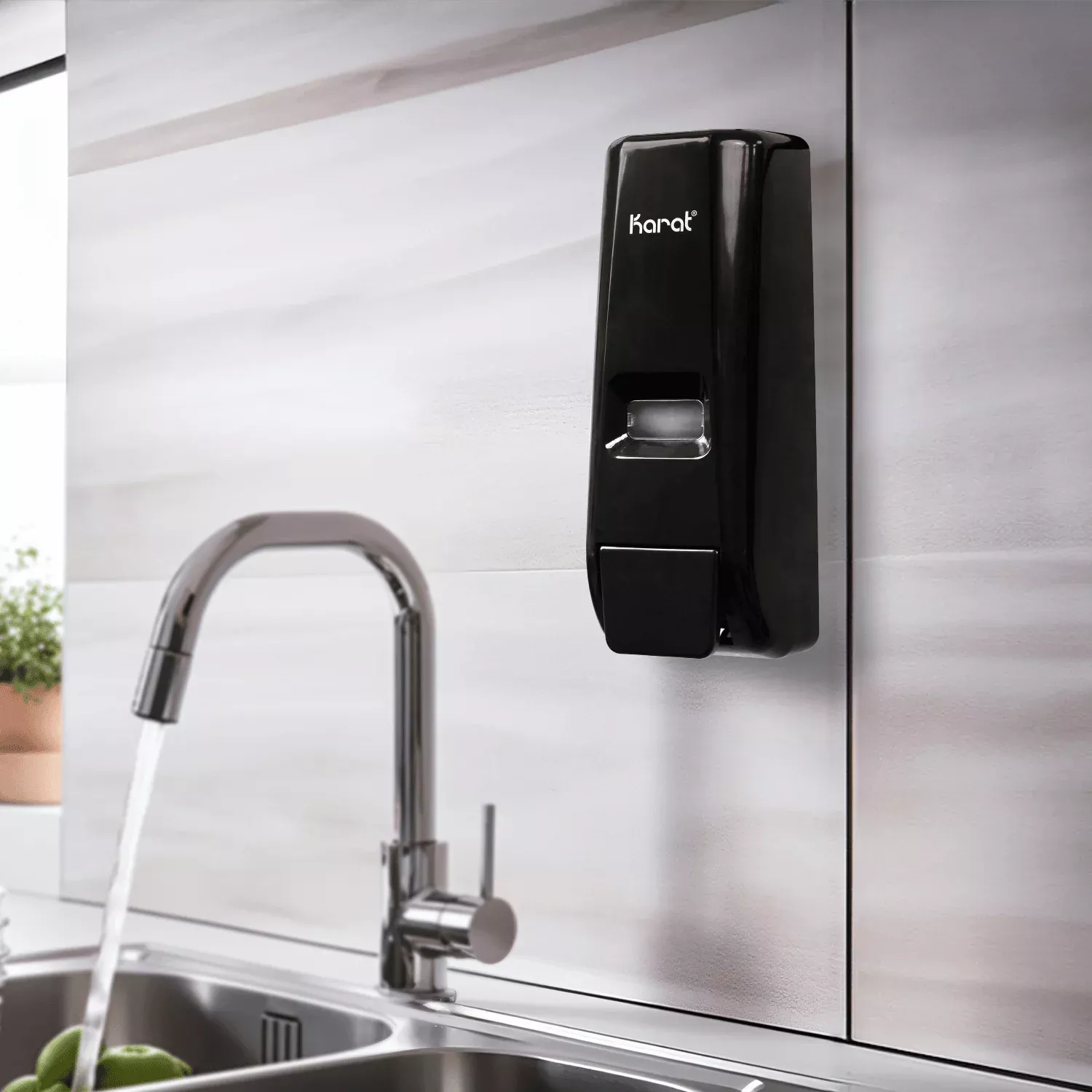 13.5oz Hand Soap Refillable Liquid Dispenser, Stand/Wall Mount, Black - 1 unit