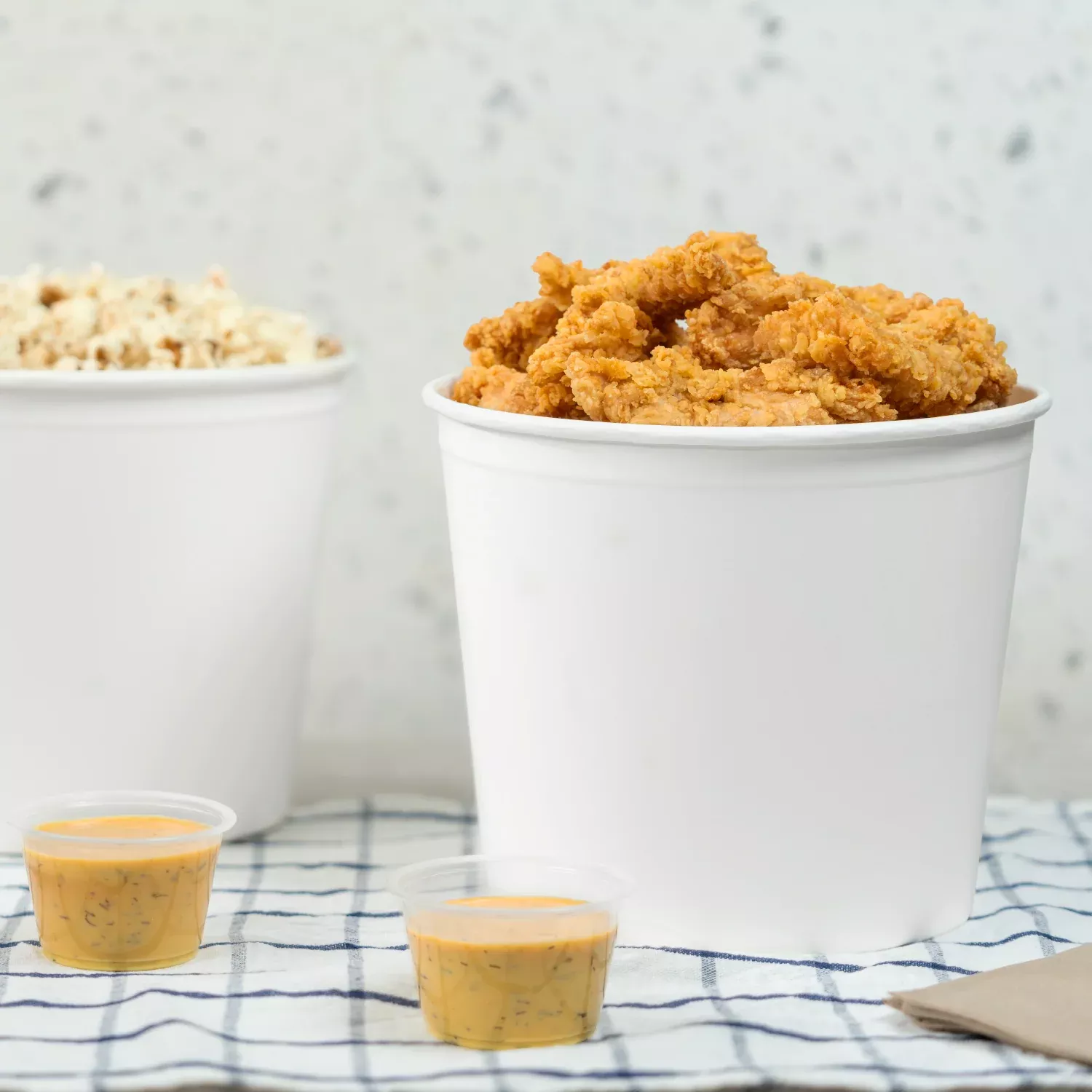 [150 pcs] 130 oz Paper Food Buckets