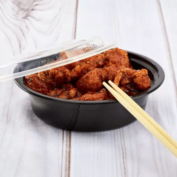 [150 sets] 16 oz PP Plastic Microwavable Round Food Containers & Lids, Black