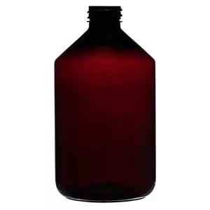 16 oz Amber PET Bottle 28-410 Neck Finish, Round Base