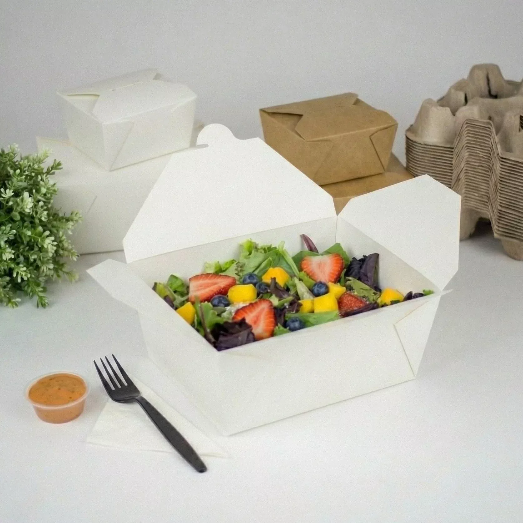 [160 ct] Paper Take-Out Boxes | #4 | 110 oz | White