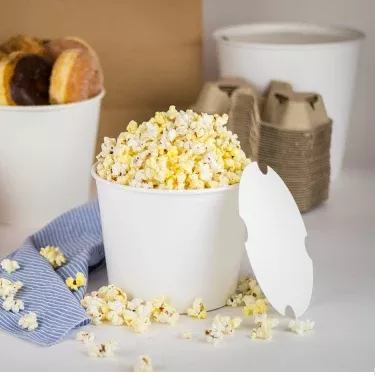 [180 sets] 85 oz Paper Food Buckets with Lids | 189 mm