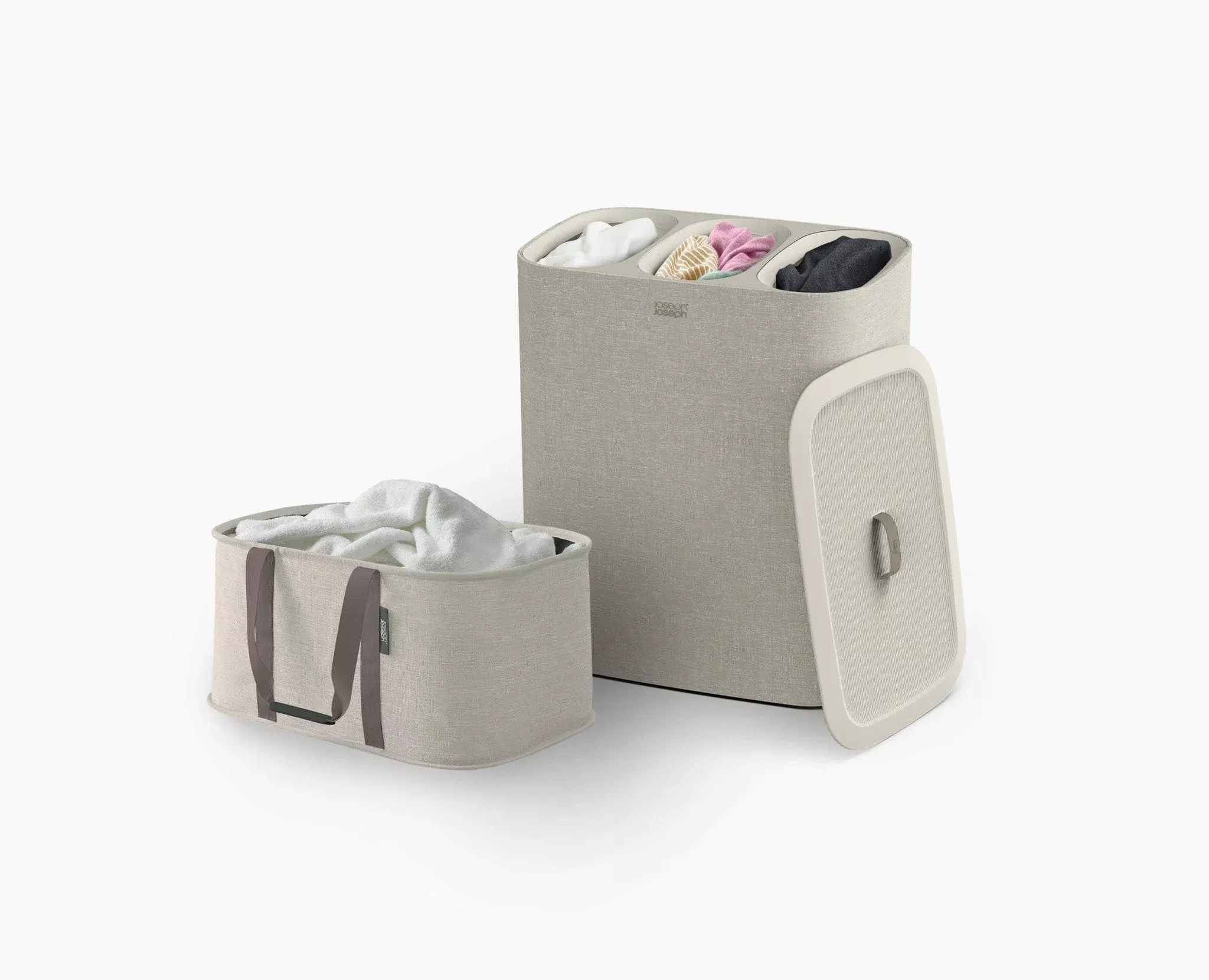 2-piece Ecru Tota Trio 90L & Hold-All™ 35L Laundry Basket Set