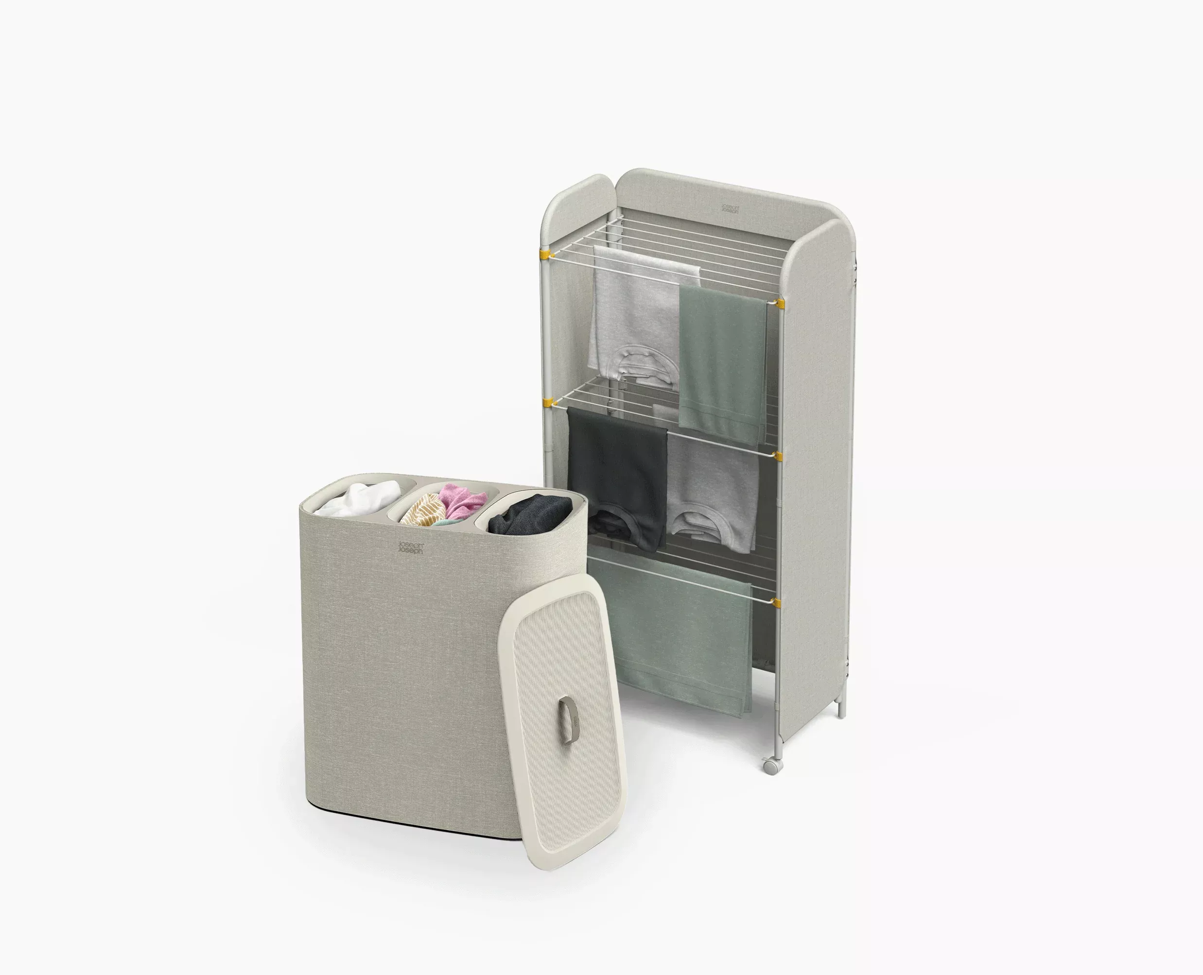 2-piece Laundry Basket & Clothes Drying Rack Set