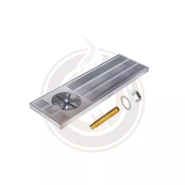 20"x 7" Side Spray Glass Rinser Drip Tray - Brushed Stainless - With Drain - Plastic