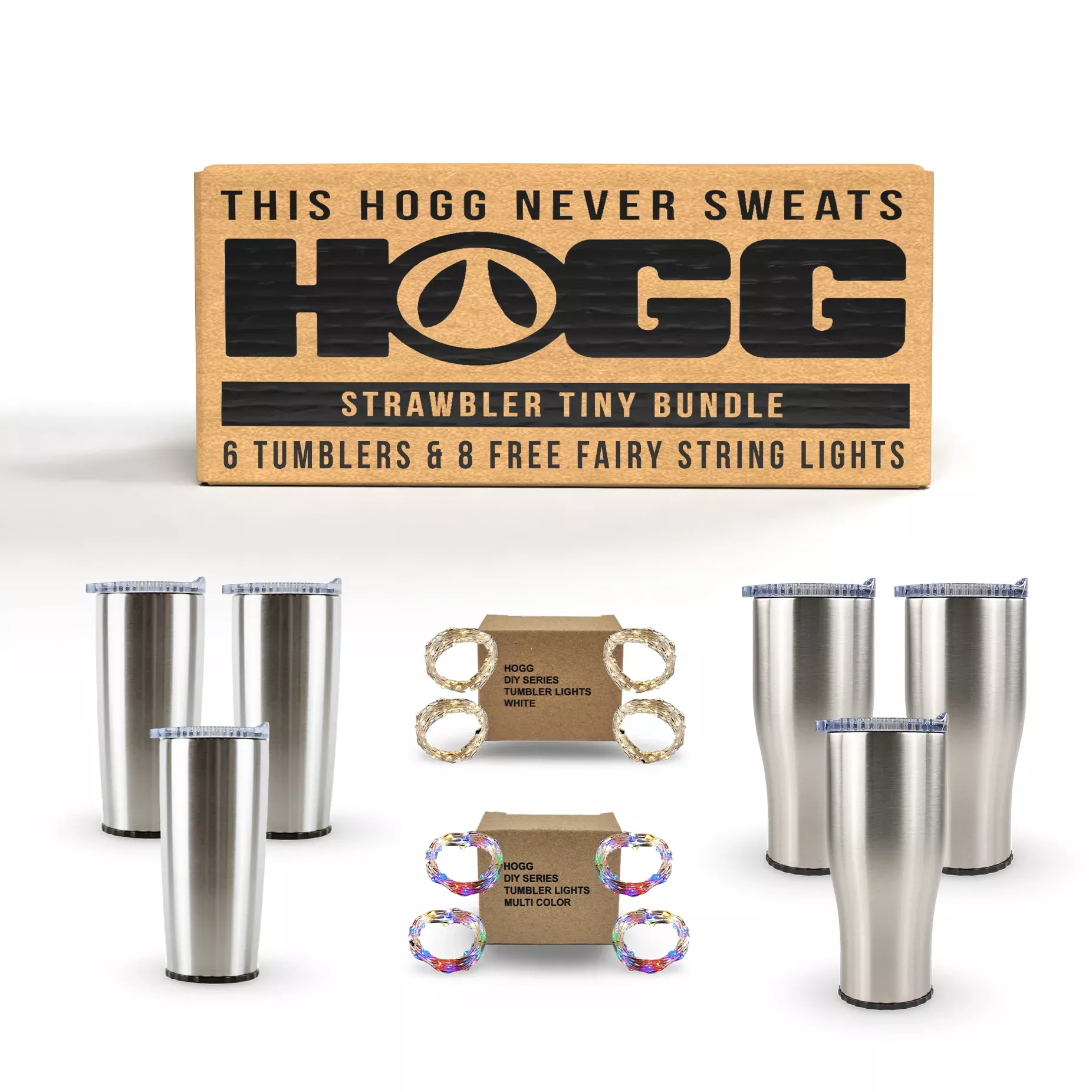 20oz & 30oz Holiday Strawbler Tiny Bundle (6 Tumblers & 8 Free Fairy String Lights)