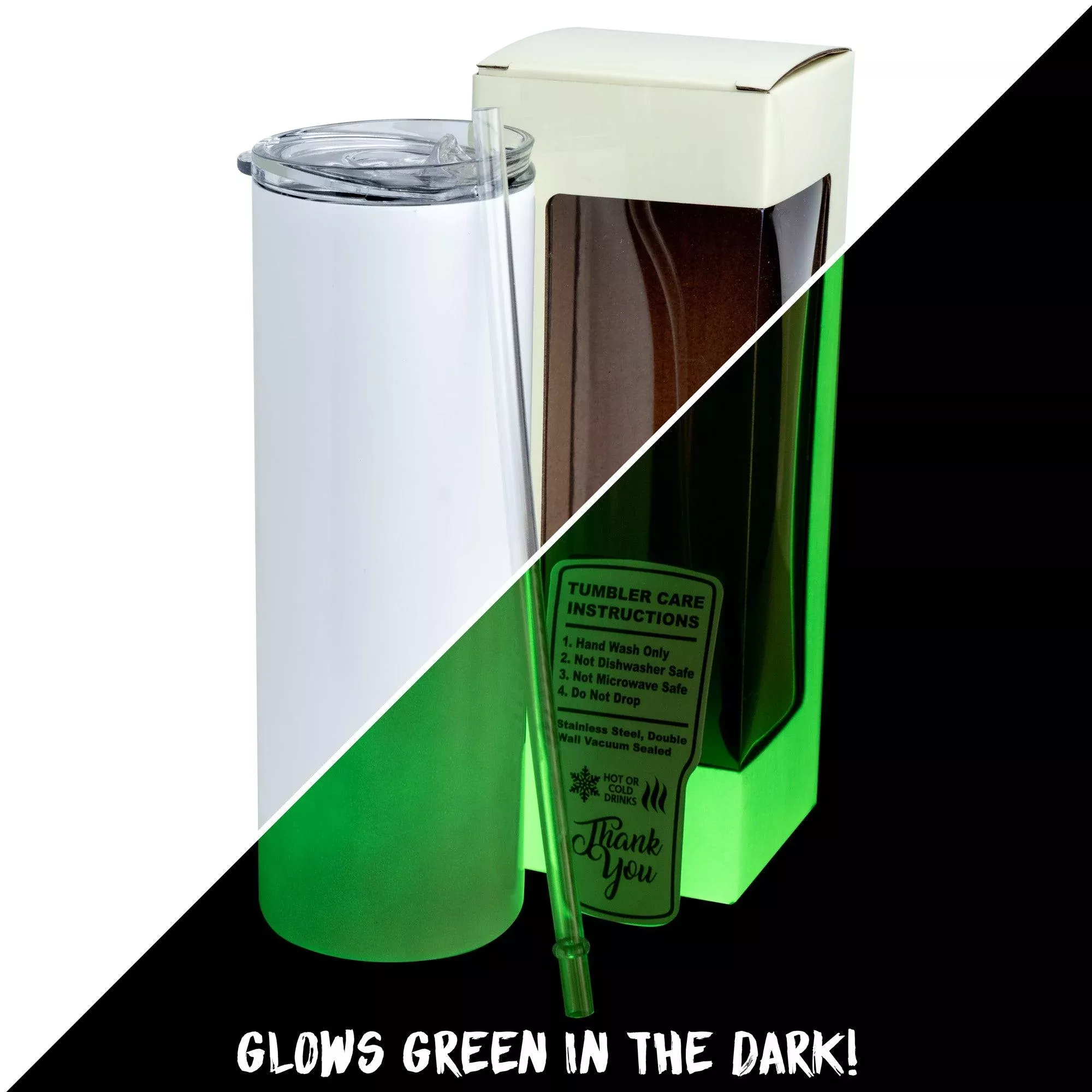 20oz Skinny Glow in the Dark - Green
