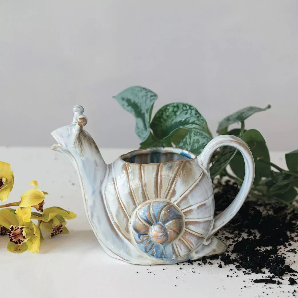 24 oz. Stoneware Snail-Shaped Watering Can (Each One Will Vary)