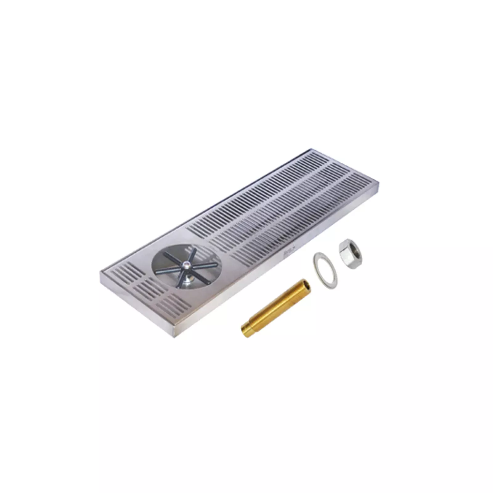 24″ X 7″ Side Spray Glass Rinser Drip Tray – Brushed Stainless – With Drain