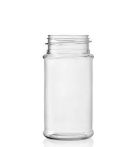 3.5 oz Clear PET Spice Jar 43-485 Neck Finish, Round Base