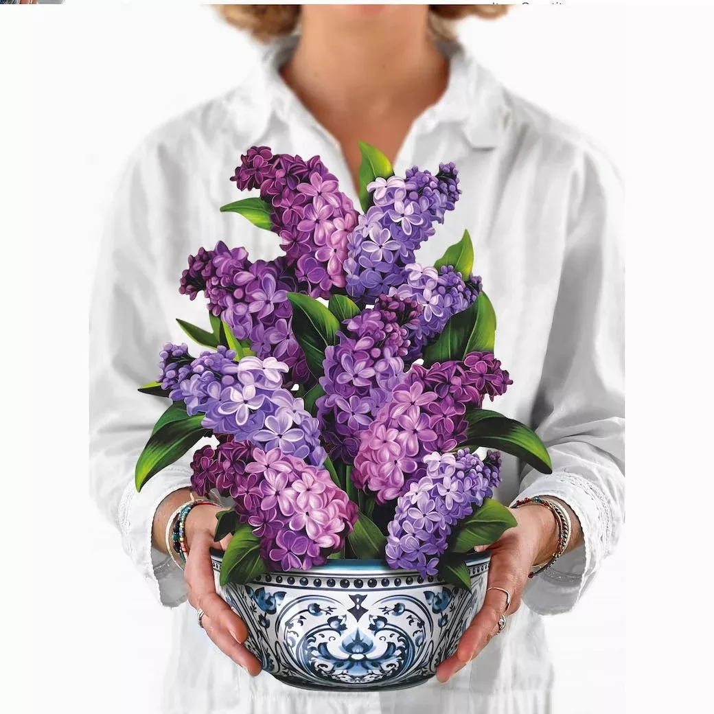 3-D Life-Sized Pop Up Greeting Card Garden Lilacs