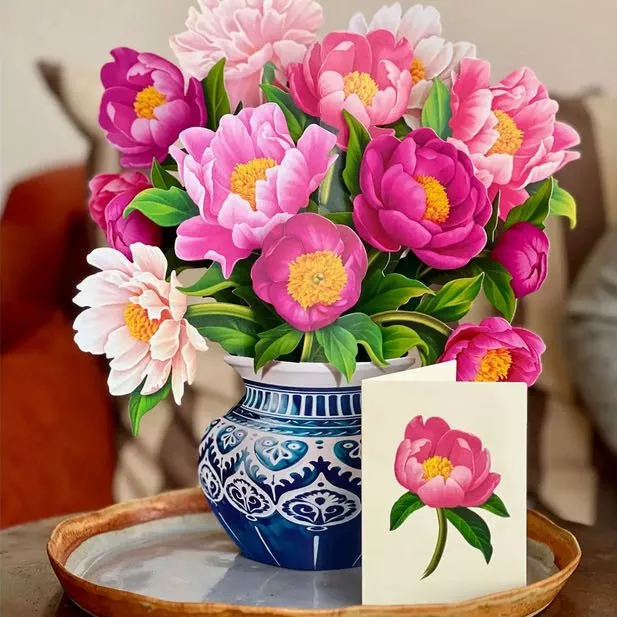 3-D Life-Sized Pop Up Greeting Card Peony Paradise