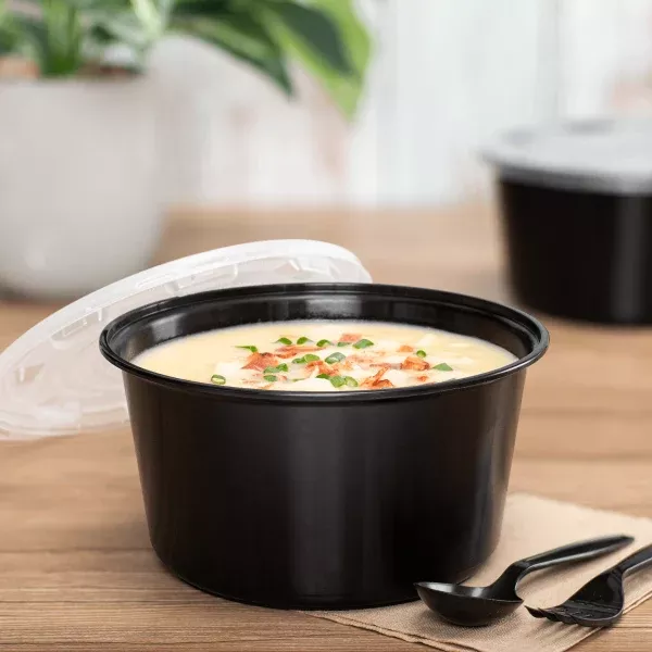 [300 ct] 48 oz Disposable Bowls | Black | Injection Molded PP | 179 mm