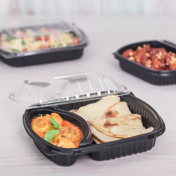 [300 ct] OPS Lid for 36 oz Microwaveable Take-Out Box | 2-Compartment | Clear