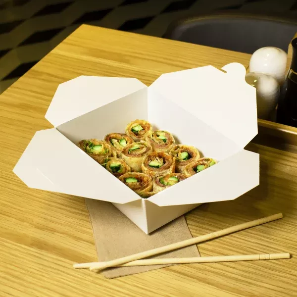 [300 ct] Paper Take-Out Boxes | #8 | 48 oz | White