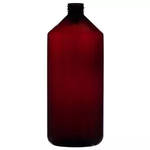 32 oz Amber PET Bottle 28-410 Neck Finish, Round Base