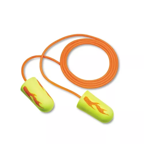 3M 311-1252 E-A-Rsoft Corded Foam Blasts Earplugs - Yellow Neon (200/Box)