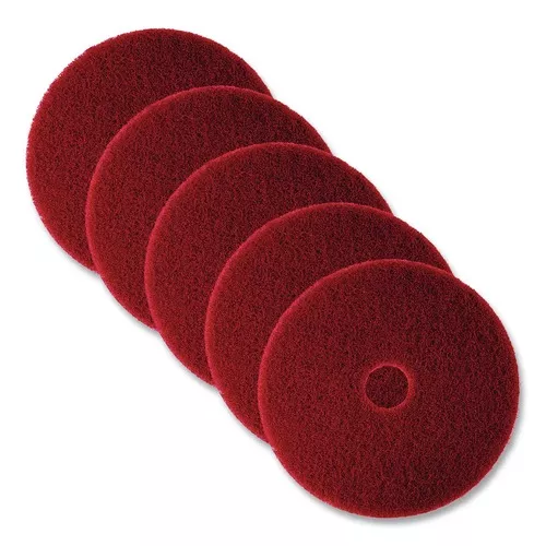 3M 5100-14 14 in. Low-Speed Buffer Floor Pads - Red (5/Carton)
