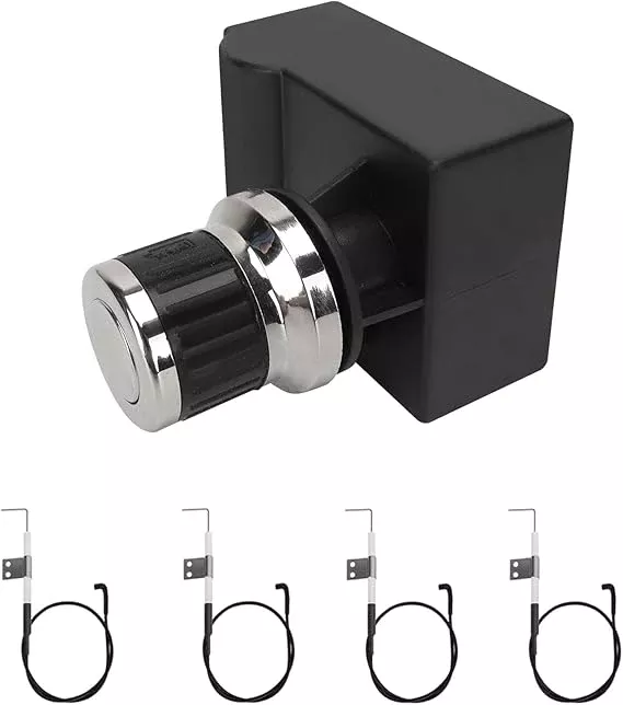 4 Outlets Spark Generator Grill Igniter with Wire Replacement Kit for Nexgrill Home Depot 720-0830H 720-0830D 720-0958A and Most Nexgrill Grill, Tact Push Button Pulse Electrode Ignition