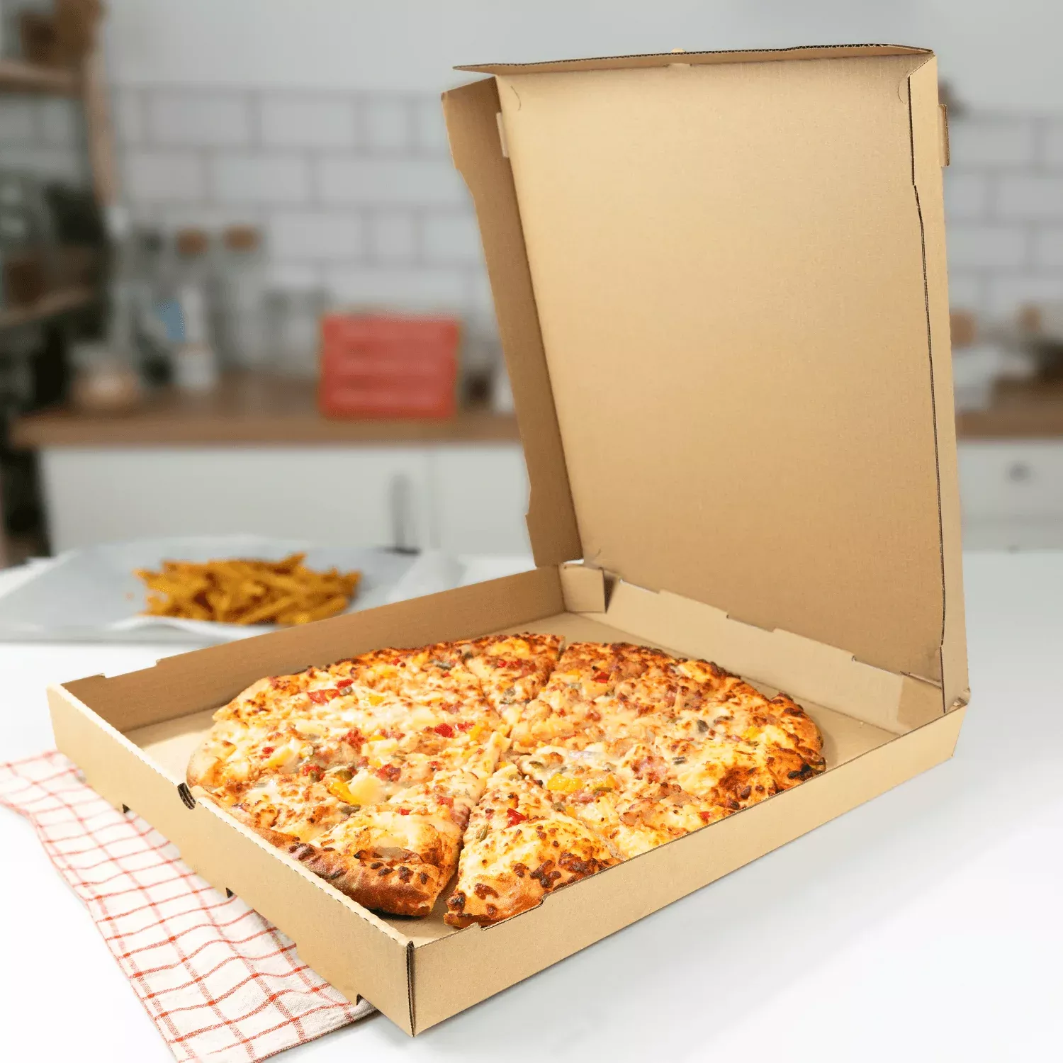 [50 ct] Corrugated Pizza Box, 18''x18''x2'', Kraft