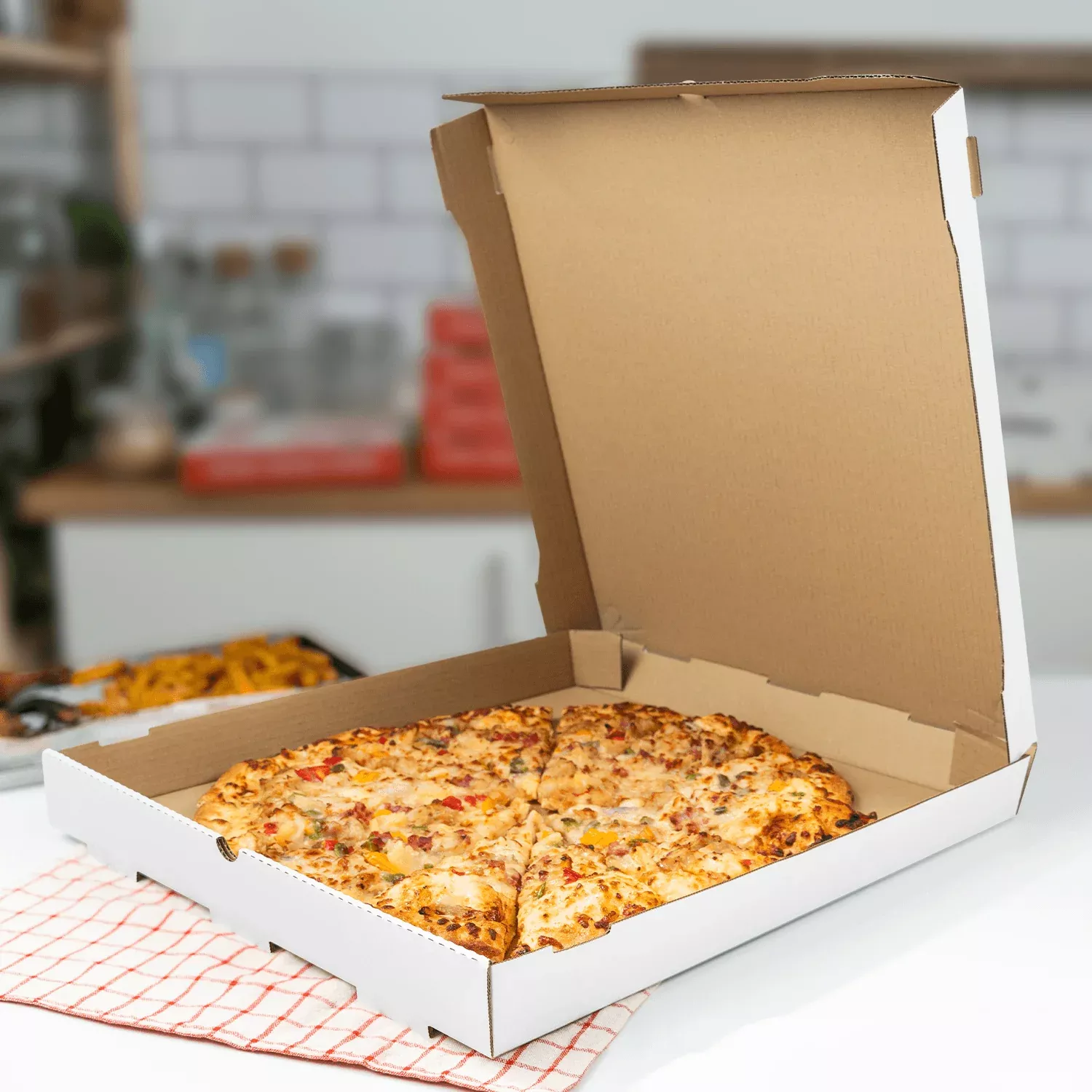 [50 ct] Corrugated Pizza Box, 18''x18''x2'', White
