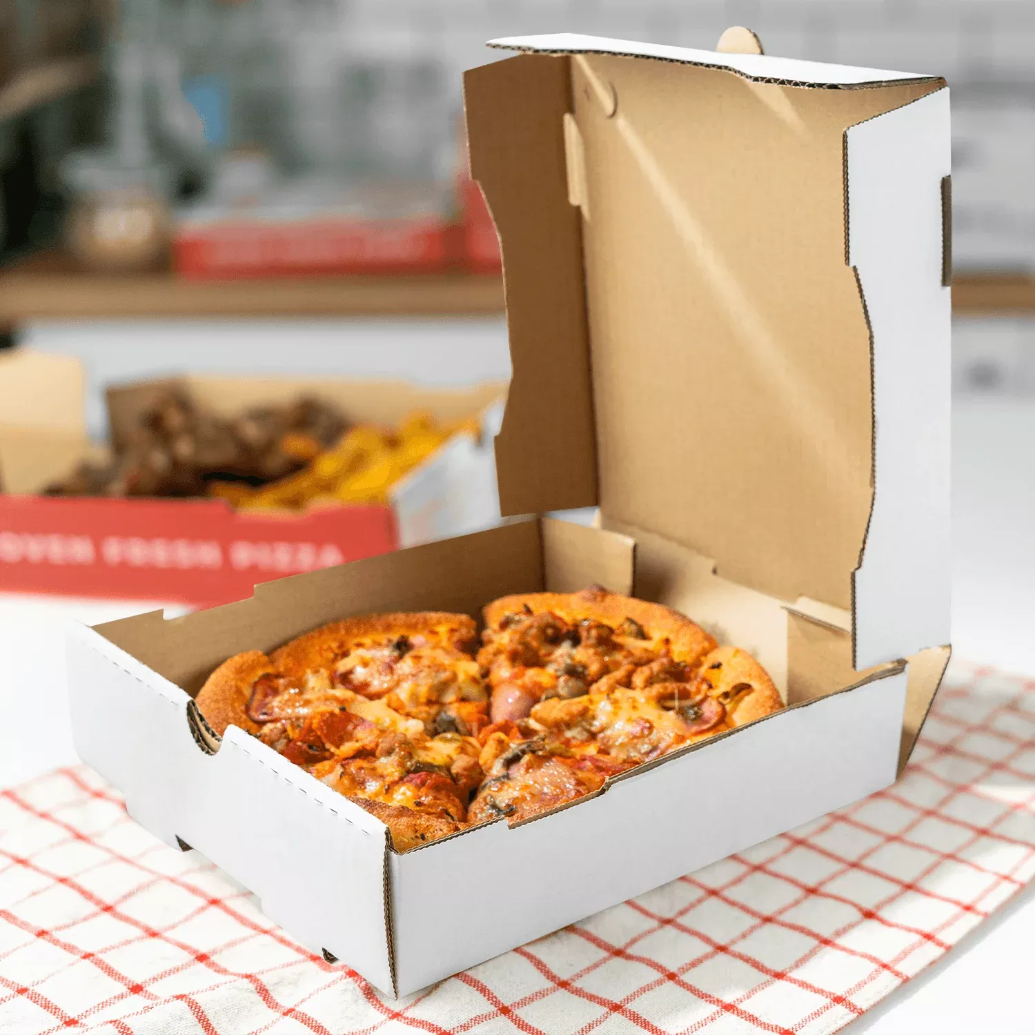 [50 ct] Corrugated Pizza Box, 8''x8''x2'', White