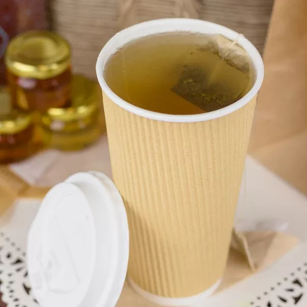 [500 ct] 20 oz Paper Coffee Cups | Ripple | 90 mm | Kraft