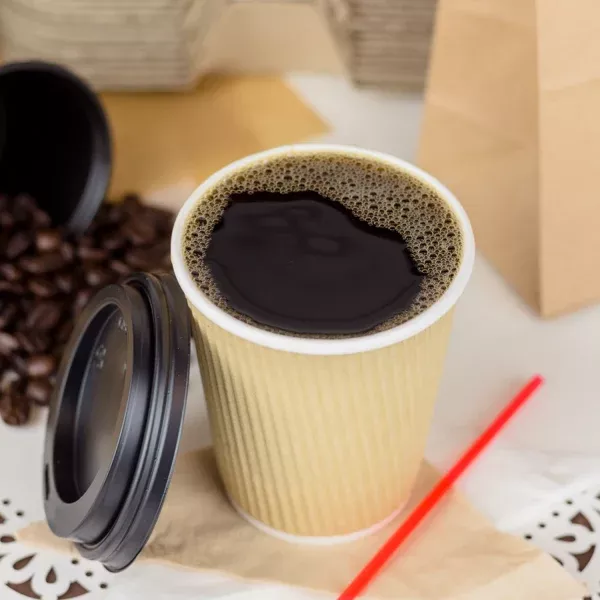 [500 ct] 8 oz Paper Coffee Cups | Ripple | 80 mm | Kraft
