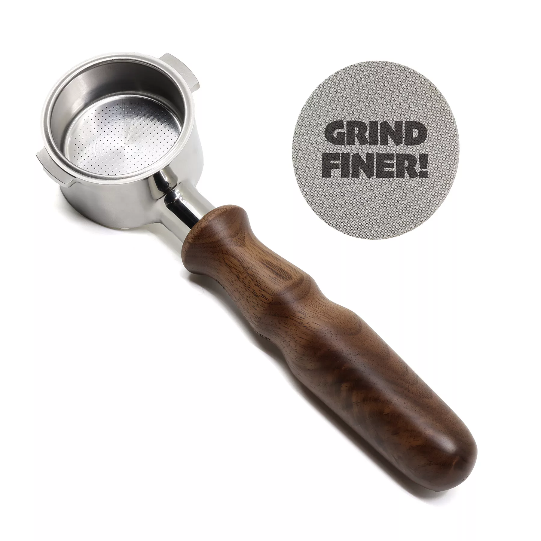 51mm Bottomless Portafilter 2 Ears for Delonghi ECP3420/EC155/BCO430/EC260 – Filter Basket – Puck Screen 51mm Included, Bottomless Naked Portafilter Walnut Handle